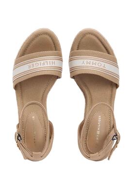 Espadrilles Tommy Hilfiger Webbing in Toast mit hoher Keilabsatz für Damen