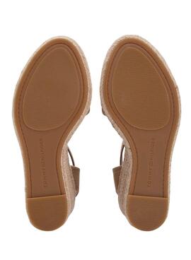 Espadrilles Tommy Hilfiger Webbing in Toast mit hoher Keilabsatz für Damen