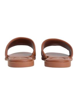 Tommy Hilfiger Sandalen Mules Hardware braun aus Leder für Damen