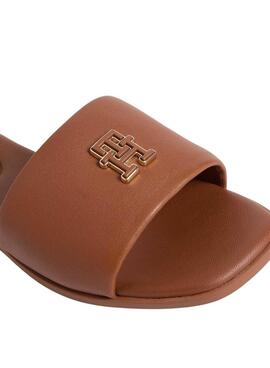 Tommy Hilfiger Sandalen Mules Hardware braun aus Leder für Damen