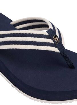 Tommy Hilfiger Stripe Keilabsatz-Pantoletten in Blau für Frauen