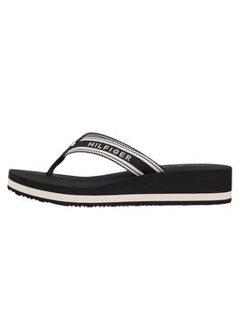 Sandalen Tommy Hilfiger Flag Print mit Keilabsatz in Schwarz für Damen
