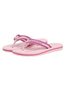 Zehentrenner Tommy Hilfiger Webbing in Rosa für Damen