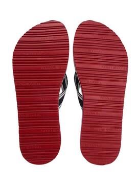 Tommy Hilfiger Zehentrenner mit Marine-Webung für Damen.