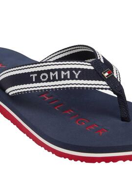 Tommy Hilfiger Zehentrenner mit Marine-Webung für Damen.