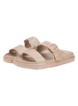 Sandalen Tommy Hilfiger Light Doppelriemen in Gold für Damen.