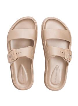 Sandalen Tommy Hilfiger Light Doppelriemen in Gold für Damen.