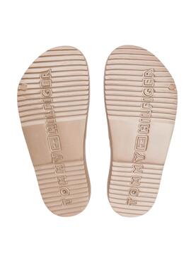 Sandalen Tommy Hilfiger Light Doppelriemen in Gold für Damen.