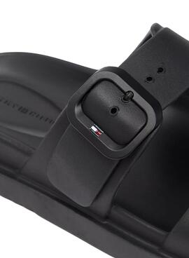 Sandalen Tommy Hilfiger Light Doppelriemen Schwarz für Damen.