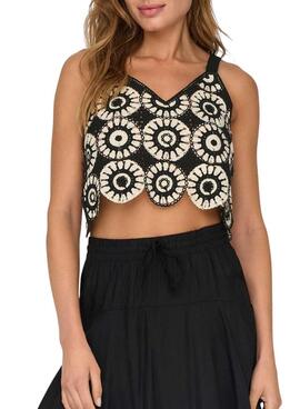 Top Only Häkeln Yvonne schwarz-weiß für Damen.