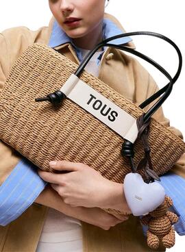 Große Tous Scoubidou Natur- und Schwarz-Handtasche für Damen.