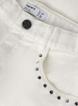 Jeans Name It Bella Wide in Weiß mit Nieten für Mädchen.