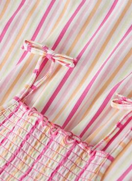 Kleid Name It Filuaz, mehrfarbig gestreiftes Kleid für Mädchen.