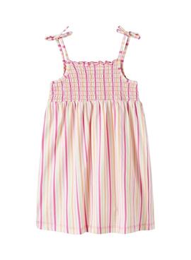 Kleid Name It Filuaz, mehrfarbig gestreiftes Kleid für Mädchen.