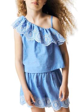 Top Name It Ferma bestickt in blau für Mädchen