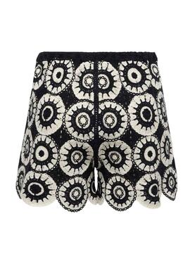Schwarze und weiße Häkelshorts Only Yvonne für Damen.