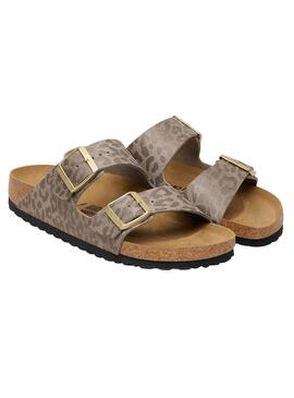 Sandalen Birkenstock Arizona Leo beige für Damen