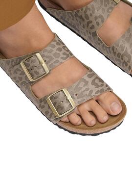 Sandalen Birkenstock Arizona Leo beige für Damen