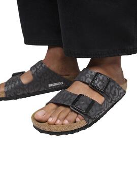 Sandalen Birkenstock Arizona Leo Schwarz für Damen