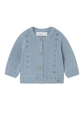 Strickjacke Mayoral Lochmuster Himmelblau für Babys
