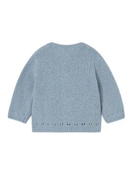 Strickjacke Mayoral Lochmuster Himmelblau für Babys