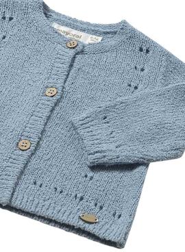 Strickjacke Mayoral Lochmuster Himmelblau für Babys