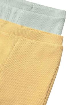 Pack 2 gestreifte Hosen von Mayoral in Senfgelb und Mintgrün für Babys.