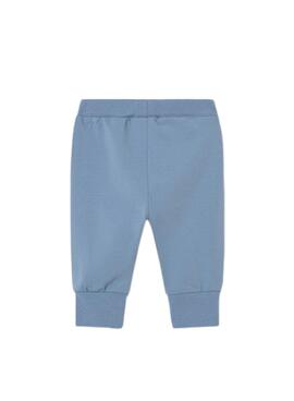 Dreiteiliges Set von Mayoral: Bedruckter Pullover und blaue Hose für Babys.