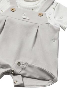 Satz Effektbeige Latzhose mit bedrucktem weißem T-Shirt für Babys