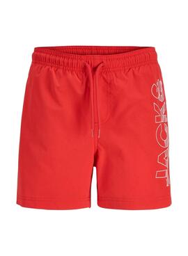 Badeshorts Jack and Jones Maui rot für Kinder