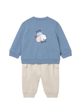 Zweiteiliges Mayoral Sportoutfit in Blau und Rot für Babys.