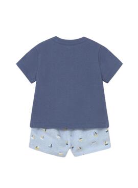 Set Mayoral T-Shirt blau und Shorts mit Booten für Babys