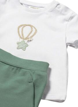 Dreiteiliges Mayoral-Set mit grünem Ballonmuster für Babys