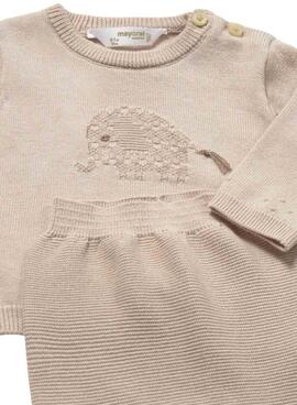 Beigefarbener Igel-Punktmayoral-Set für Babys