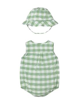 Strampler Mayoral Vichy Grün mit Mütze für Baby Jungen