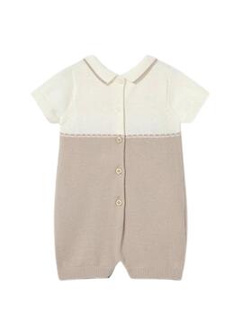 Strampler Mayoral in zweifarbigem Natur- und Beigeton für Babys