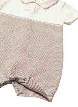 Strampler Mayoral in zweifarbigem Natur- und Beigeton für Babys