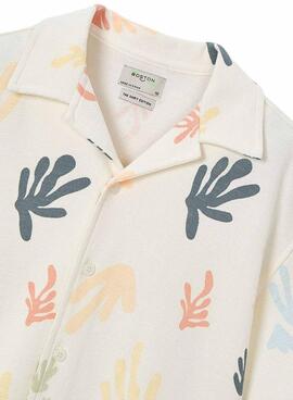 Kurzarmhemd mit bedrucktem Muster in Creme