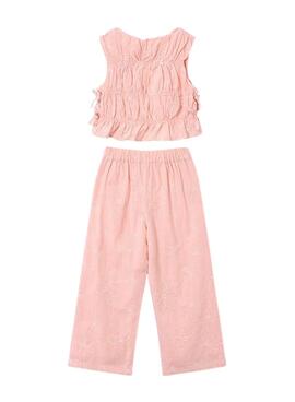 Set Mayoral bestickt in Rosa für Mädchen.