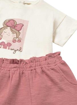 Trainingsanzug Mayoral in rosa mit Kirschenmuster für Mädchen.