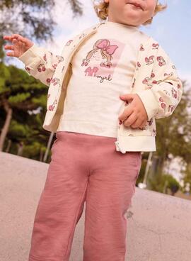 Trainingsanzug Mayoral in rosa mit Kirschenmuster für Mädchen.