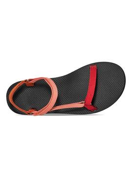 Rote und rosa Teva Universal Slim Sandalen für Damen.