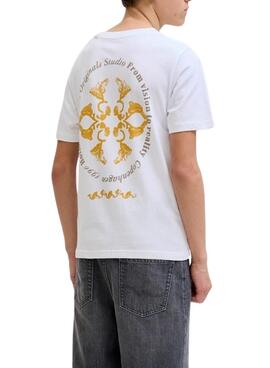 T-shirt Jack and Jones Ontauk weiß für Jungen.