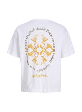 T-shirt Jack and Jones Ontauk weiß für Jungen.