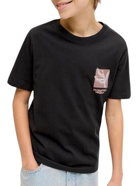 T-Shirt Jack and Jones Ontauk schwarz für Kinder.