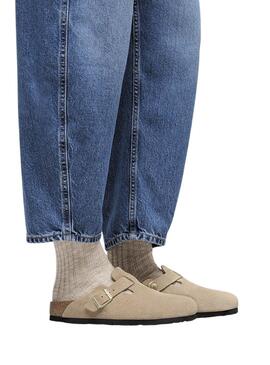 Birkenstock Boston Clogs in Beige für Damen.