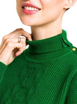 Pullover Naf Naf Grün Kragen Offen für Damen