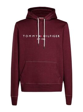 Sweatshirt Tommy Hilfiger Logo-Kapuzenpulli Granat