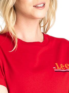 T-Shirt Lee Chest Logo Tee Rot Damen