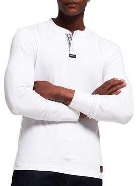 T-Shirt Superdry Henley Weiß Herren